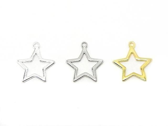 Silver 925 Star Charm 12x10.5mm [Pure Silver Finish][Rhodium Plated][18KGP] 2pcs