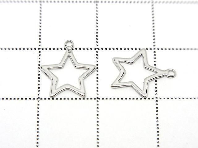Silver925 Star Charm 12x10.5mm [Pure Silver Finish] [Rhodium Plated] [18KGP] 2pcs