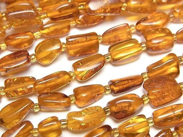 [Video] Baltic Amber Tube-Nugget 1strand beads (aprx.13inch/32cm)