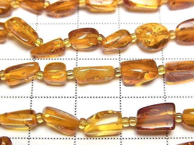 [Video] Baltic Amber Tube-Nugget 1strand beads (aprx.13inch/32cm)