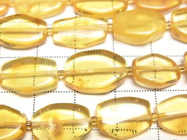 [Video] Baltic Amber Flat Nugget [Yellow] 1 strand beads (aprx.14inch/35cm)