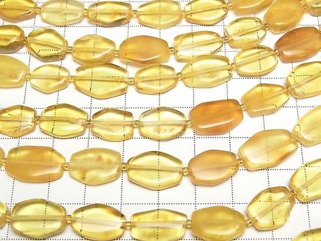 [Video] Baltic Amber Flat Nugget [Yellow] 1 strand beads (aprx.14inch/35cm)