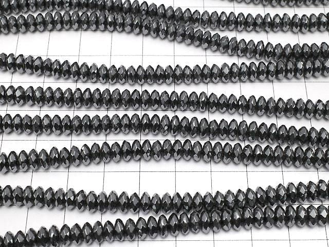 [Video]Hematite Faceted Button Rondelle 6x6x2.5mm 1strand beads (aprx.15inch/37cm)