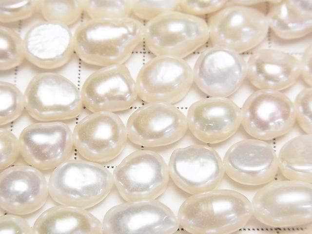 [Video] Fresh Water Pearl AA++ Baroque 8-10mm White 1strand beads (aprx.13inch/33cm)