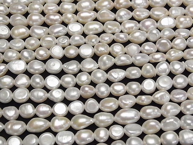 [Video] Fresh Water Pearl AA++ Baroque 8-10mm White 1strand beads (aprx.13inch/33cm)