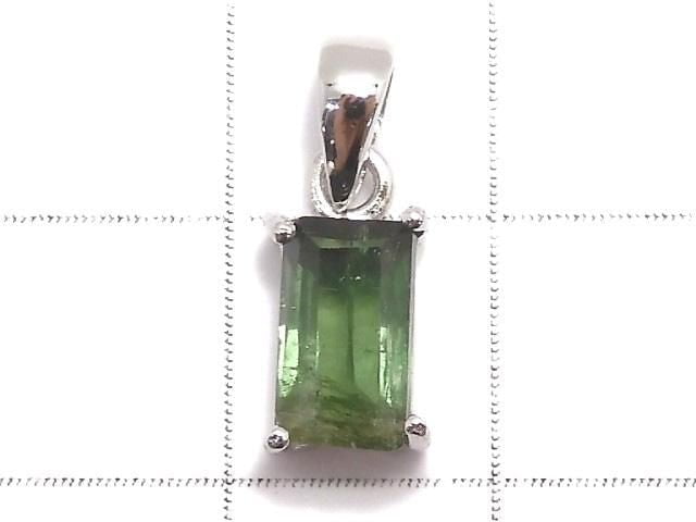 [Video][One of a kind] Green Tourmaline AAA- Faceted Pendant Silver925 NO.22
