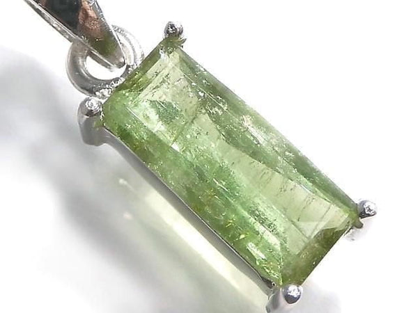 [Video][One of a kind] Green Tourmaline AAA- Faceted Pendant Silver925 NO.28