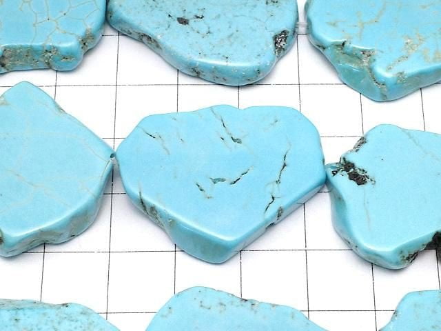 Magnesite Turquoise Slice Nugget Center Hole 1strand beads (aprx.14inch/34cm)