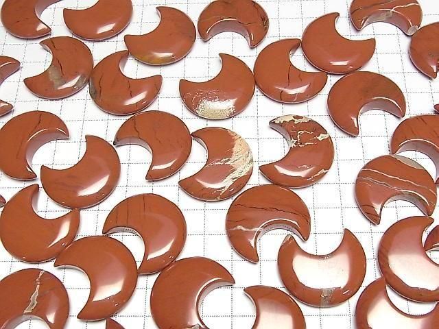 [Video] Red Jasper Moon Motif 32x28mm 2pcs