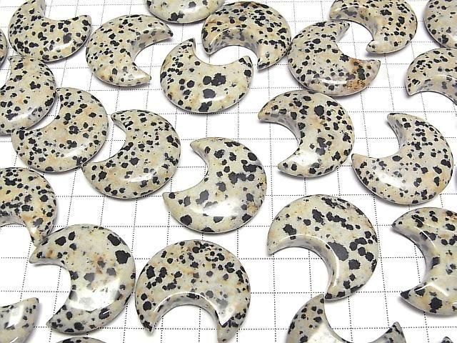 [Video] Dalmatian Jasper Moon Motif 32x28mm 2pcs