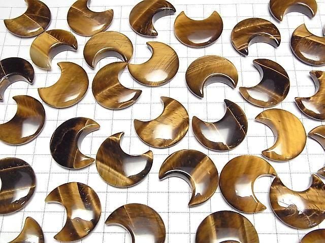 [Video] Yellow Tiger's Eye AA+ Moon motif 30x26mm 2pcs