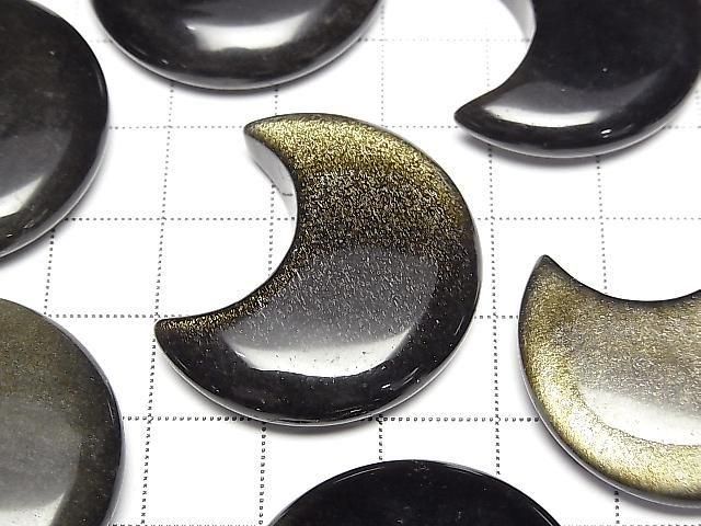 [Video] Golden Obsidian Moon Motif 32x28mm 2pcs