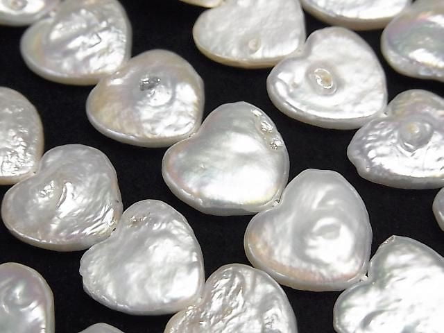 [Video] Fresh Water Pearl AA+ Heart 12x13mm White 1strand beads (aprx.15inch/36cm)