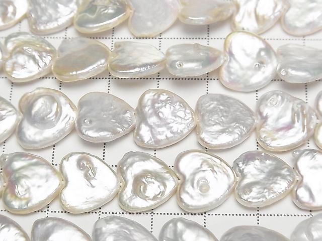 [Video] Fresh Water Pearl AA+ Heart 12x13mm White 1strand beads (aprx.15inch/36cm)