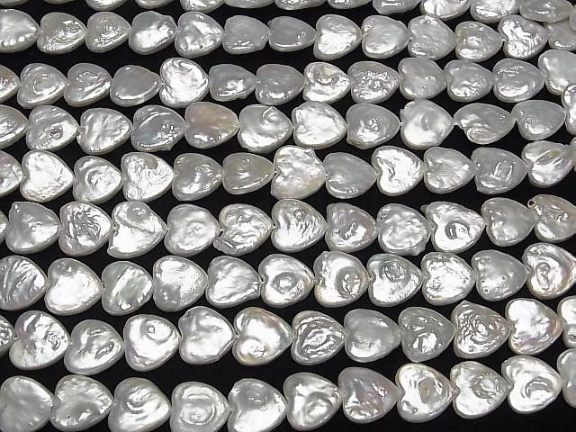 [Video] Fresh Water Pearl AA+ Heart 12x13mm White 1strand beads (aprx.15inch/36cm)