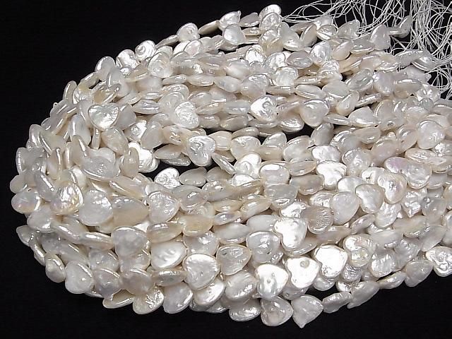 [Video] Fresh Water Pearl AA+ Heart 12x13mm White 1strand beads (aprx.15inch/36cm)
