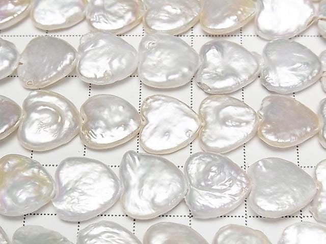 [Video] Fresh Water Pearl AA++ Heart 12x13mm White 1strand beads (aprx.15inch/36cm)