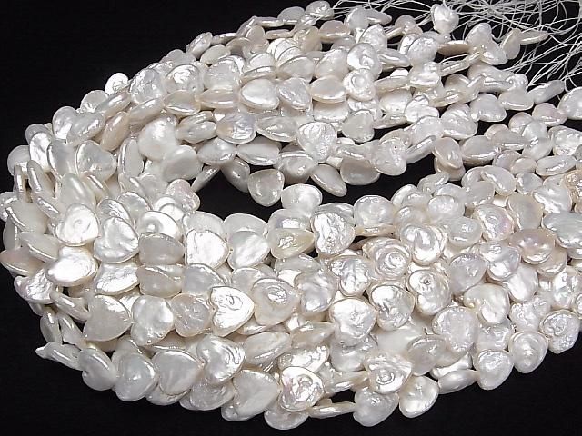 [Video] Fresh Water Pearl AA++ Heart 12x13mm White 1strand beads (aprx.15inch/36cm)