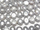 [Video] Fresh Water Pearl AA Potato -Baroque 8-9mm Silver 1strand beads (aprx.14inch/34cm)