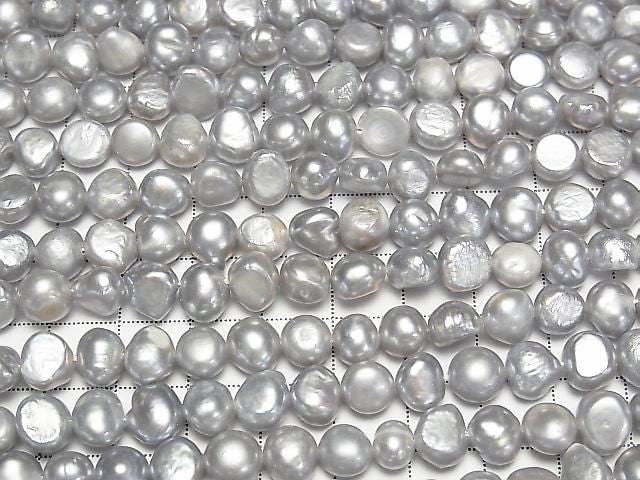 [Video] Fresh Water Pearl AA Potato -Baroque 8-9mm Silver 1strand beads (aprx.14inch/34cm)