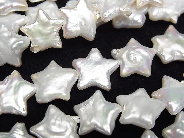 [Video] Fresh Water Pearl AA Star 12x13x3mm White 1strand beads (aprx.15inch/36cm)
