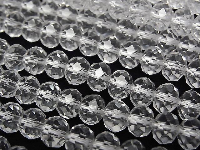 [Video] High Quality! Crystal (Smelted Quartz) AAA Faceted Button Rondelle 7.5x7.5x6mm 1strand beads (approx. 15 inches/36 cm)
