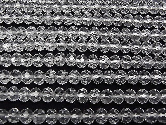[Video] High Quality! Crystal (Smelted Quartz) AAA Faceted Button Rondelle 7.5x7.5x6mm 1strand beads (approx. 15 inches/36 cm)