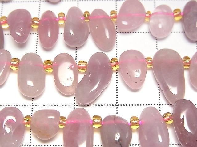 [Video] Deep Rose Quartz AA++ Nugget Top Side Drilled Hole 1strand beads (aprx.15inch/36cm)