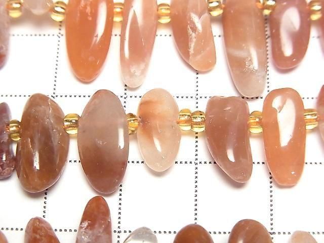 [Video] Red Hematoid Quartz Nuggets Top Side Drilled Hole 1 strand beads (approx. 15 inches/36 cm)