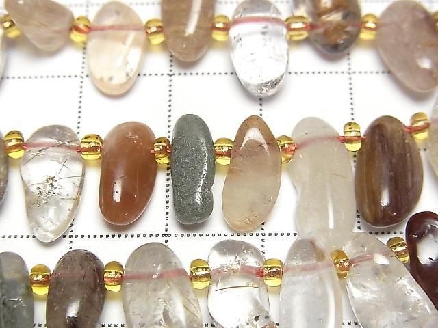 [Video] Multicolor Rutilated Quartz AA+ Nugget Top Side Drilled Hole 1strand beads (aprx.15inch/36cm)
