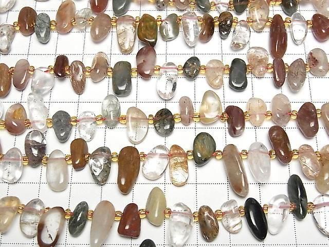 [Video] Multicolor Rutilated Quartz AA+ Nugget Top Side Drilled Hole 1strand beads (aprx.15inch/36cm)