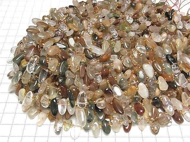 [Video] Multicolor Rutilated Quartz AA+ Nugget Top Side Drilled Hole 1strand beads (aprx.15inch/36cm)