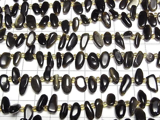 [Video] Golden Obsidian AA++ Nugget Top Side Drilled Hole 1strand beads (approx. 15 inches/36 cm)