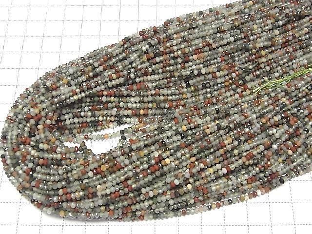 [Video]High Quality! Bloodstone Faceted Button Rondelle 2.5x2.5x1.5mm 1strand beads (aprx.15inch/36cm)