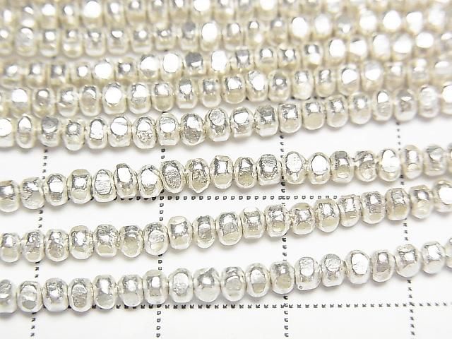 Karen Silver Faceted Button Rondelle 2.5x2.5x1.5mm 1/8 or 1-strand beads (approx. 26 inches/66 cm)