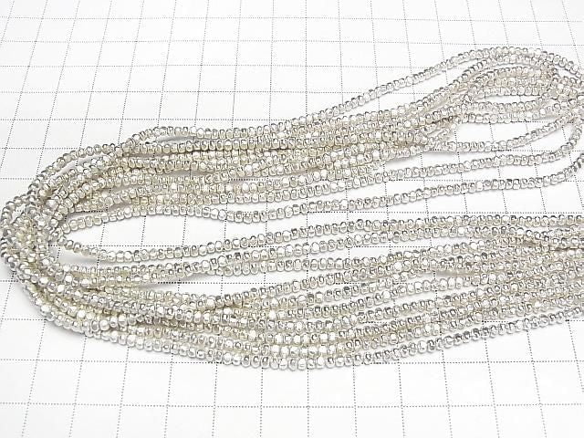 Karen Silver Faceted Button Rondelle 2.5x2.5x1.5mm 1/8 or 1-strand beads (approx. 26 inches/66 cm)