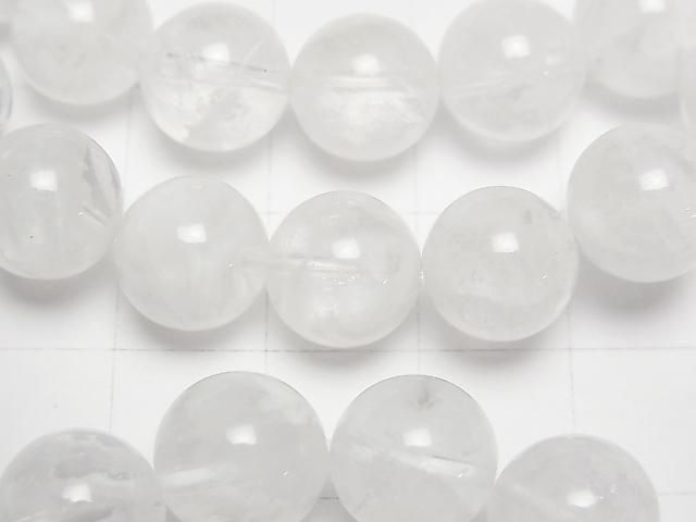 [Video] White Snow Garden Quartz Round 10mm Bracelet