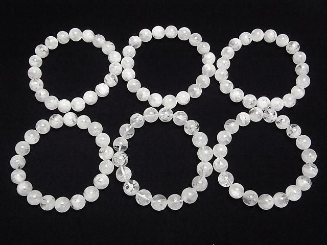 [Video] White Snow Garden Quartz Round 10mm Bracelet