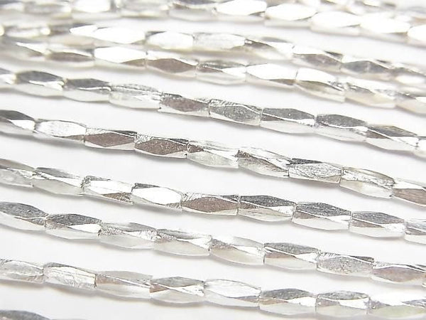 Karen Silver Faceted Tube 4x1.5x1.5mm White Silver half or 1strand beads (aprx.27inch/68cm)