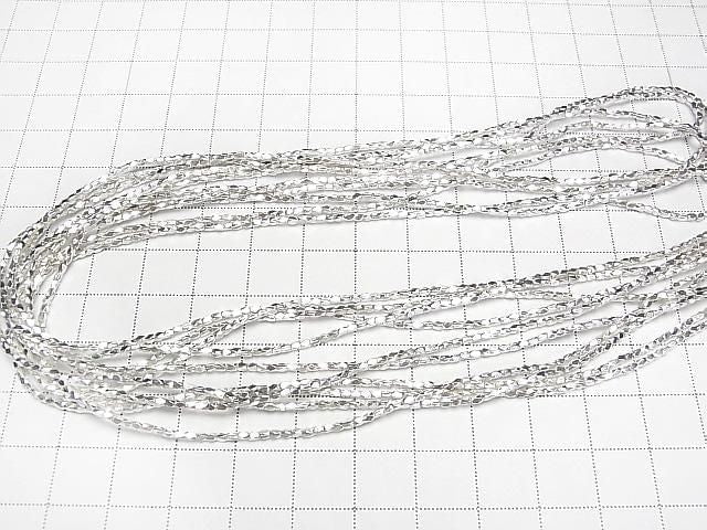 Karen Silver Faceted Tube 2x1x1mm White Silver Half or 1-strand beads (approx. 27 inches/68 cm)