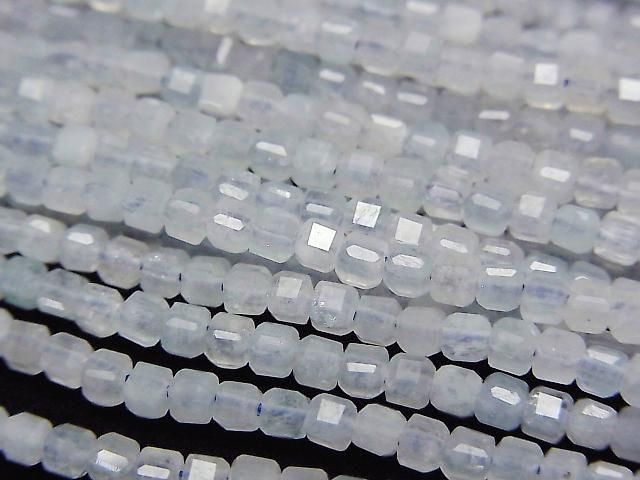 [Video] High Quality! Aquamarine AA+ Cube Shape 2x2x2mm 1strand beads (aprx.15inch/37cm)