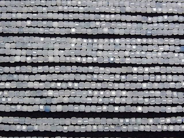 [Video] High Quality! Aquamarine AA+ Cube Shape 2x2x2mm 1strand beads (aprx.15inch/37cm)