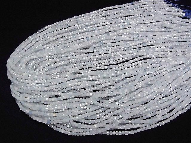 [Video] High Quality! Aquamarine AA+ Cube Shape 2x2x2mm 1strand beads (aprx.15inch/37cm)