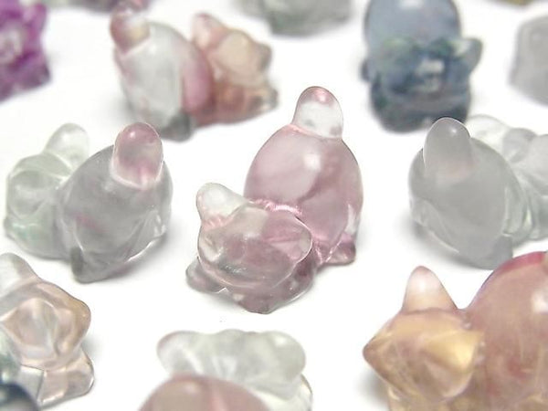 [Video] Multicolor Fluorite AAA Cat Motif 14x18mm [Undrilled] 5pcs