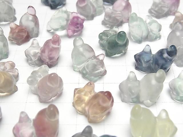 [Video] Multicolor Fluorite AAA Cat Motif 14x18mm [Undrilled] 5pcs