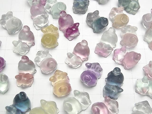 [Video] Multicolor Fluorite AAA Cat Motif 14x18mm [Undrilled] 5pcs