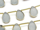[Video] Druzy Agate Bezel Setting Pear Shape Blue half or 1 strand beads (approx. 6 inches/16 cm)
