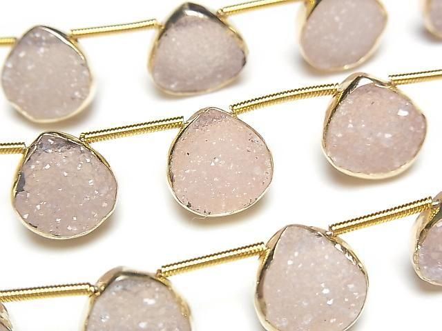 [Video] Druzy Agate Bezel Setting Chestnut Pink half or 1 strand beads (approx. 6 inches/16 cm)