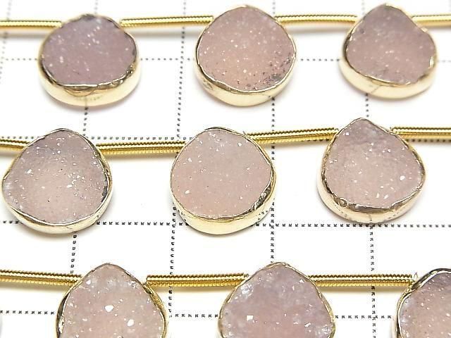 [Video] Druzy Agate Bezel Setting Chestnut Pink half or 1 strand beads (approx. 6 inches/16 cm)
