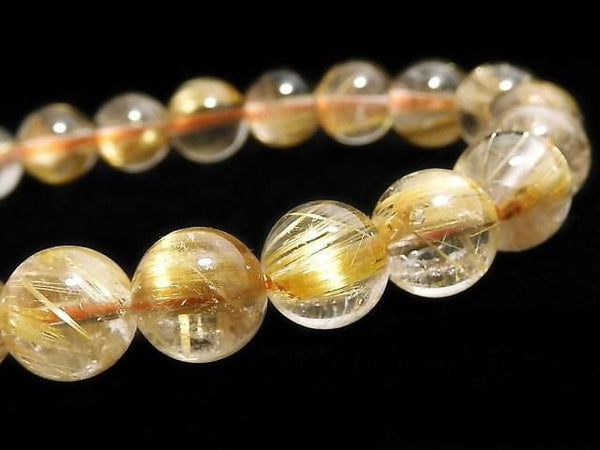 [Video][One of a kind] Rutilated Quartz AAA Round 8.5mm Bracelet NO.113